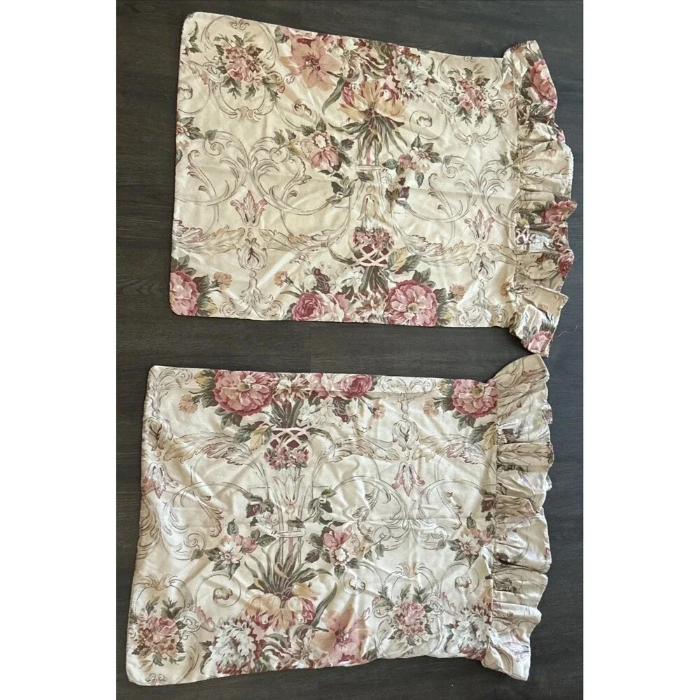 Vintage Ralph Lauren Guinevere Pillow Case Ruffle Cotton Standard Set Of 2
